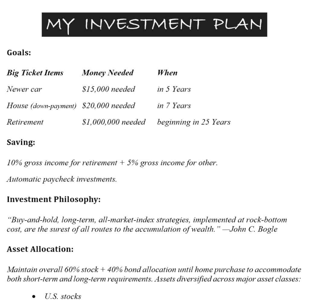 investment policy statement example 1